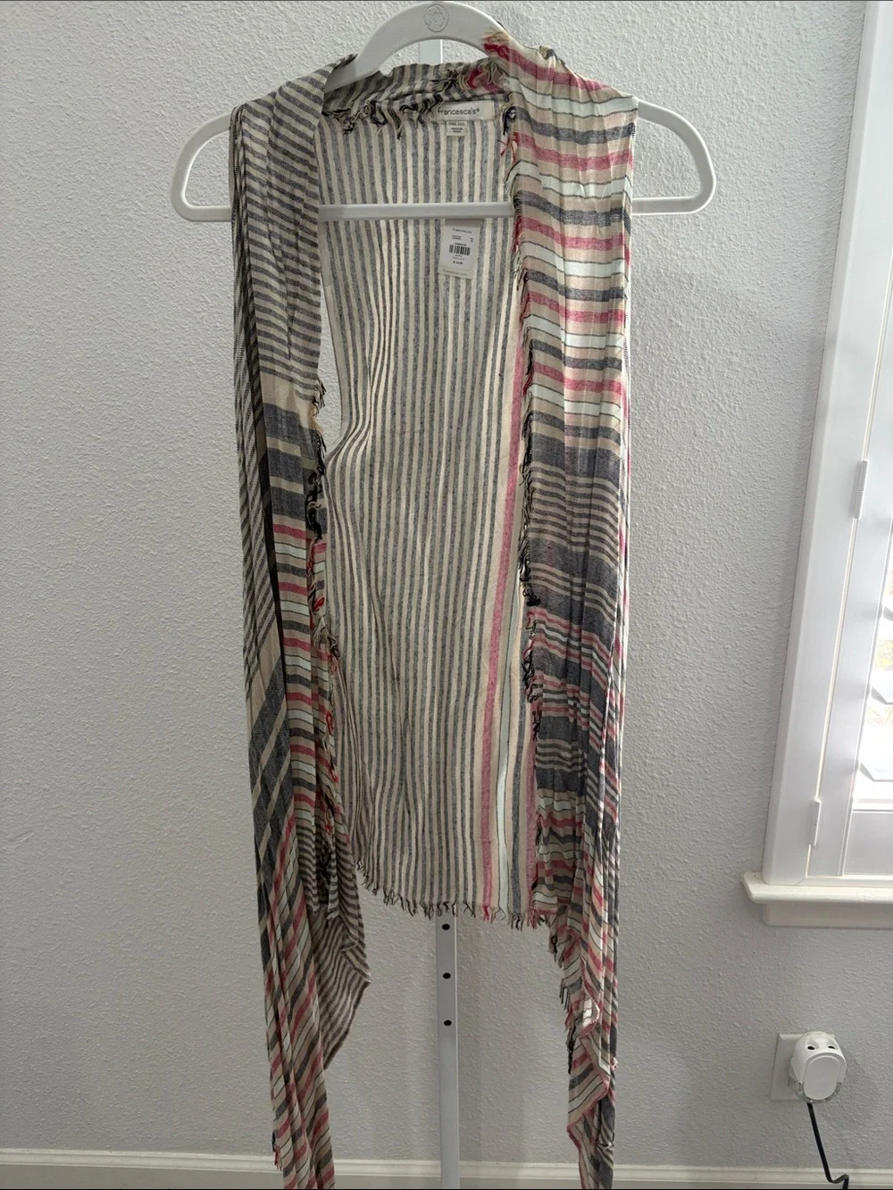 Lightweight Striped Open Front Vest - Neutral Stripe